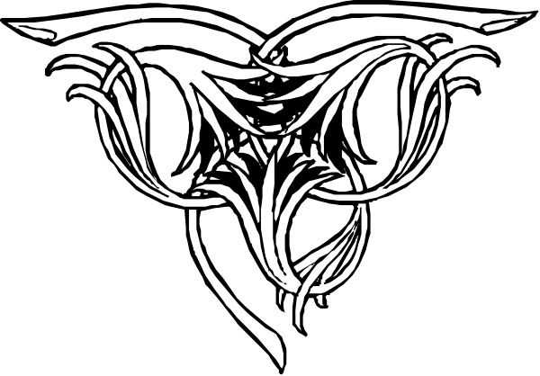 The black and white logo of a stylized female reproductive system with wings on either side.