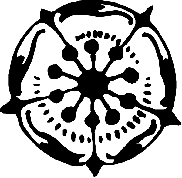 The black and white logo features a stylized flower with six petals surrounding an intricate center design that resembles a spider's web of lines radiating from its core to each petal, creating a symmetrical pattern around it; atop this central motif is the silhouette of what appears to be two birds facing one another.