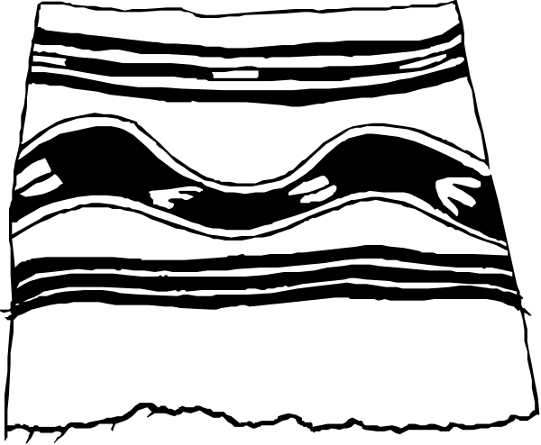 The black and white illustration shows a stylized representation of two dogs with curved tails running side by side on what appears to be an abstract background that resembles waves or ripples in shades of gray, set against a darker backdrop.