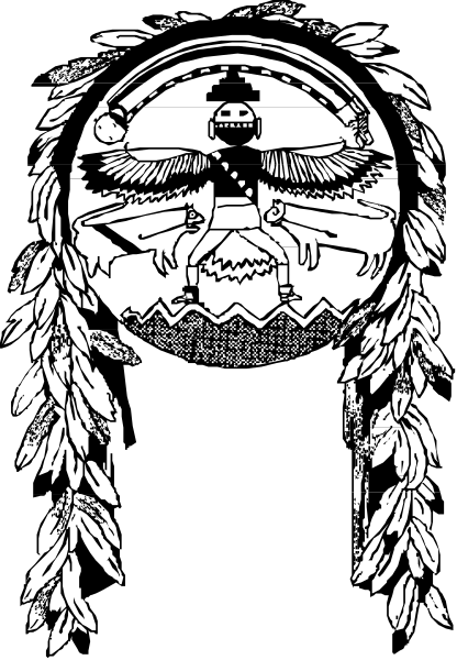 The black and white logo of a Native American tribe with an eagle design on it.