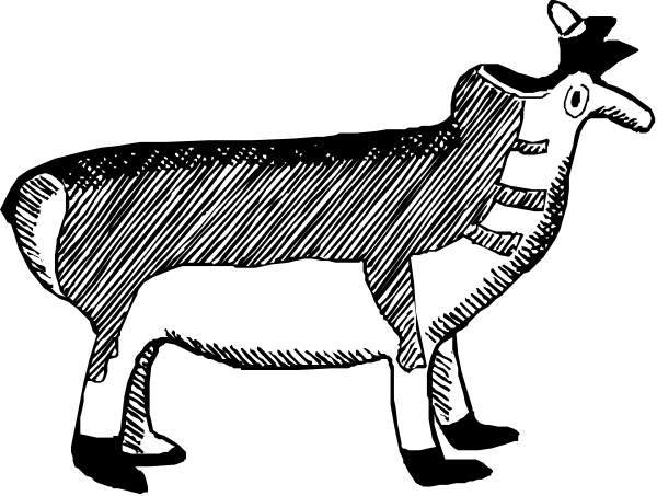 The black and white illustration shows a cow with an elongated neck standing next to what appears to be a person's head on top of it; both figures have simple facial features such as eyes and mouth, suggesting this is clip-art art style commonly used in educational or informational materials.
