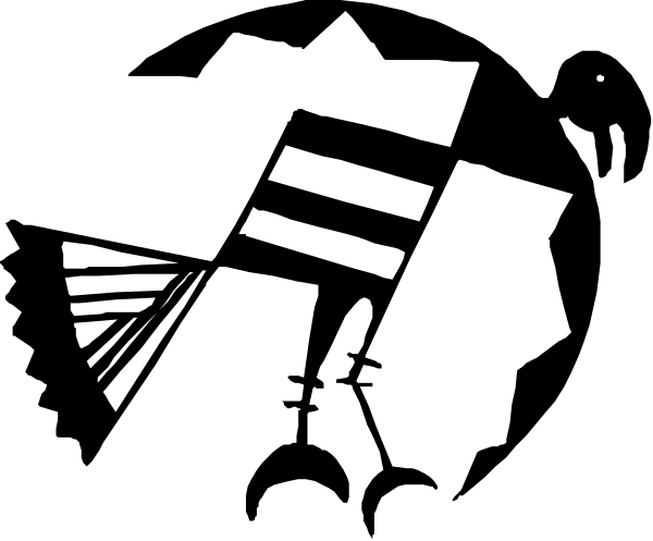 The image shows a black background with white lines forming an abstract design that resembles a stylized letter 'V'.