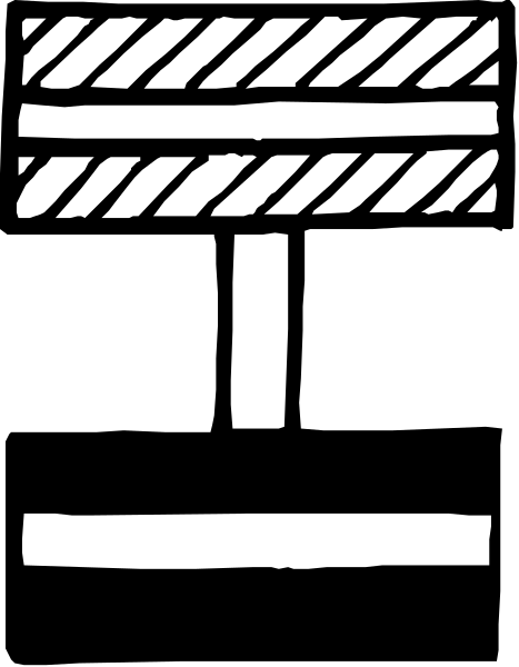 The black and white line drawing shows a simple representation of an object with two rectangles on top connected by lines to form what appears to be some sort of structure or device.
