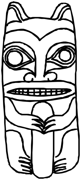 The black and white illustration features a stylized depiction of an animal that resembles a cat with human-like facial expressions peeking out from behind what appears to be bars on a window frame, giving it a somewhat eerie appearance as if looking through them intently or curiously.