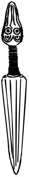 The image shows a gray background with two black rectangles on either side of what appears to be an animated character's face in between them; there is no text present within this small clip-art image.
