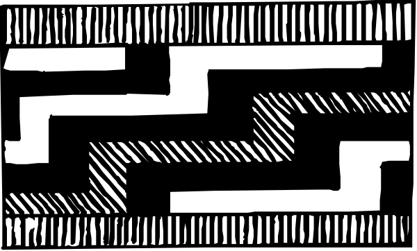 The black and white illustration shows a maze with various paths leading to different endpoints.