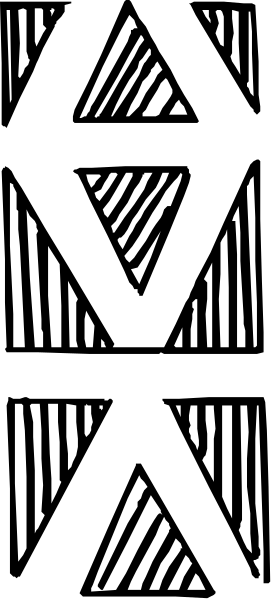 The image shows a black and white pattern with geometric shapes resembling an abstract design on what appears to be fabric or paper material.