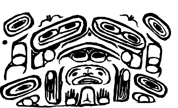 The black and white silhouette of a person with multiple arms holding various items such as cups, bowls, spoons, forks, knives, scissors, bottles, cakes, donuts, apples, bananas, carrots, broccoli, eggs, fish, chicken wings.