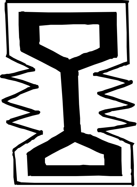 The image shows a black and white logo with an abstract design that resembles a stylized letter "T" inside what appears to be two overlapping rectangles forming a shield-like shape on top of another rectangle, which could represent a base or platform for something else not visible in the frame.
