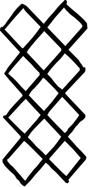 The image shows a black and white pattern with diamond shapes arranged vertically down an elongated rectangle background.