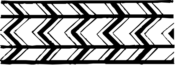 The image shows a black and white abstract design with geometric shapes resembling an optical illusion pattern on what appears to be a gray background.