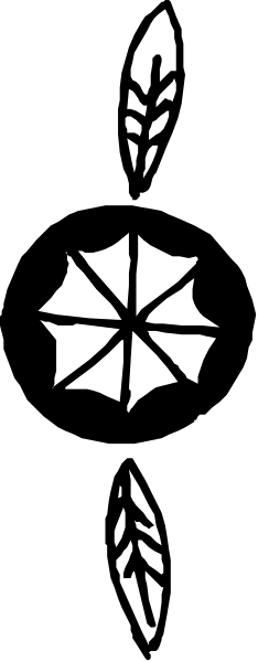 The image shows a black and white illustration of an abstract design with geometric shapes resembling leaves on either side framing what appears to be a snowflake-like pattern in between them at the center, set against two contrasting backgrounds that alternate from light gray to darker shades.