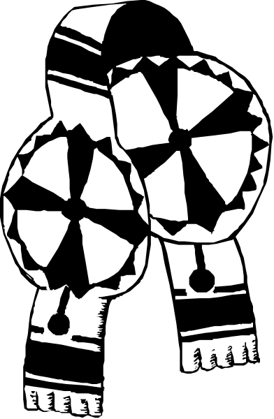 The black and white illustration shows a pair of hands holding two balloons with patterns on them against an abstract background that resembles stained glass windows.