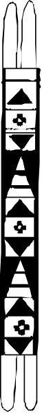 The image shows a gray background with two black lines that appear to be stylized representations of an object resembling a missile or rocket launcher on one side and what looks like a person's face, possibly in profile view, on the other side.