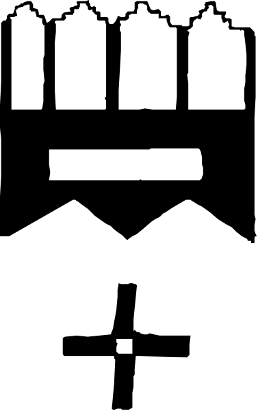 The black and white pixelated image shows a stylized depiction of three candles with flames on top against an abstract background that resembles a brick wall texture; there is no text present in this small clip-art image, which focuses solely on these elements without any additional context or details.