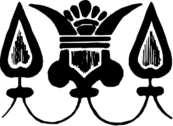 The black and white illustration shows two stylized teardrops with a line connecting them above what appears to be an open book on its spine side facing upwards in front of it.