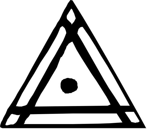 The image shows a black and white logo with an emblem that resembles a stylized eye within what appears to be two triangles forming a larger triangle shape on top of each other.