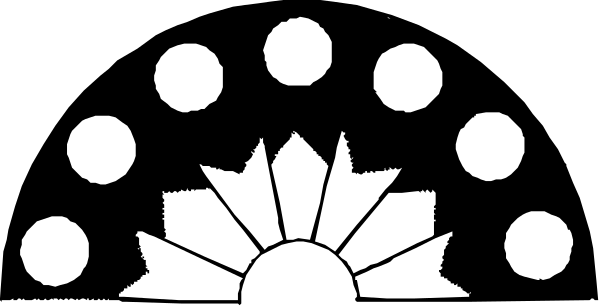 The black and white logo features a stylized flower with multiple petals at its center surrounded by circular shapes that resemble leaves around it.