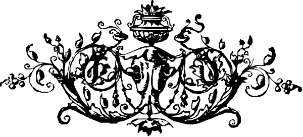 The black and white logo of a company with an intricate design featuring what appears to be a crown on top.