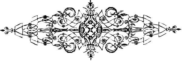 The image shows a black and white abstract design with various shapes that resemble stars, circles, lines, and possibly other geometric forms arranged in an orderly manner across what appears to be a horizontal band of varying widths against a dark background.