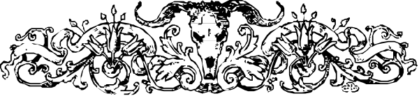 The image shows a black and white decorative border with intricate patterns that resemble classical architectural designs featuring scrollwork and floral motifs.