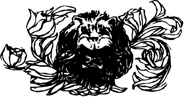 The black and white logo features a floral design with leaves at its center surrounded by flowers on both sides of it.