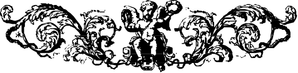 The image shows a black and white line drawing of an abstract pattern with various shapes that could be interpreted as stylized representations of faces or masks in different sizes along its length.