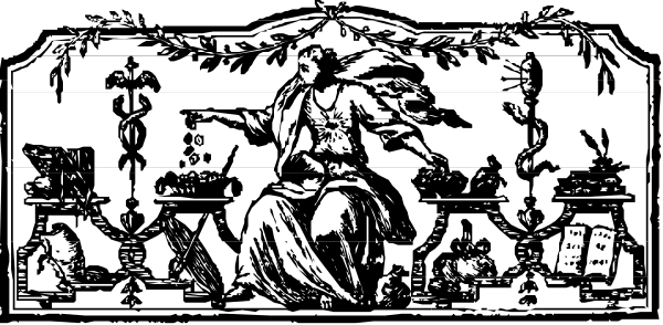 The black and white illustration depicts a decorative border with various patterns including floral designs at each corner and intricate scrollwork in between; there is no text present within this image.