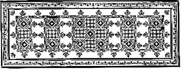 The image shows a black and white patterned design that resembles an intricate piece of lacework with diamond shapes forming geometric patterns along its length.