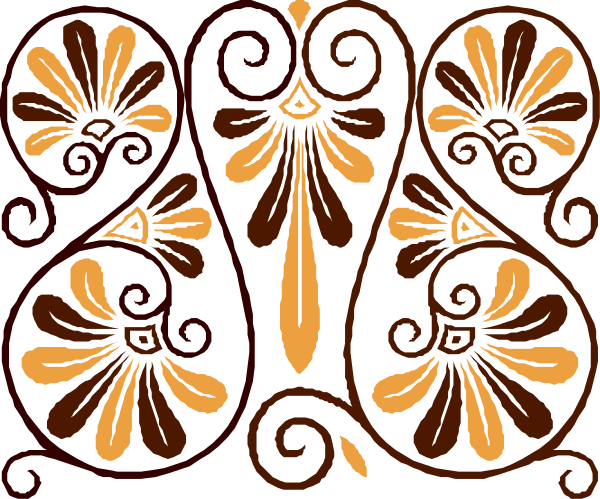 The image shows a decorative pattern with floral motifs on an intricate background that resembles metalwork.
