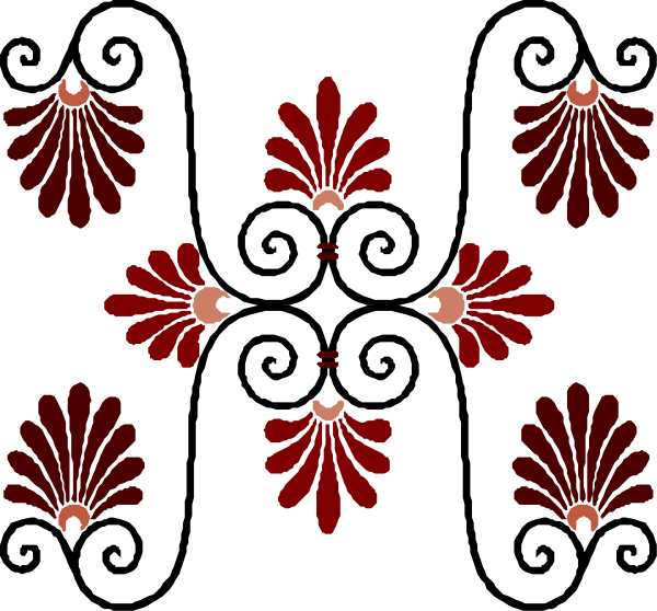 The image shows a pattern of red flowers with green leaves against a black background.