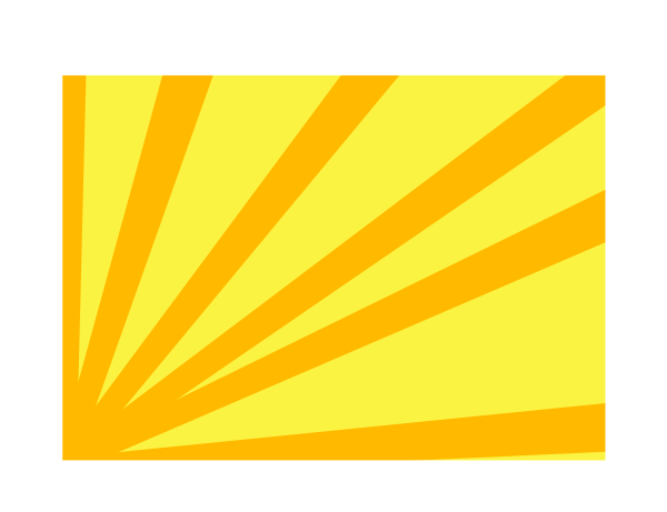 The image shows a simple graphic of an abstract sun with rays extending outward from its center against a yellow background on what appears to be a webpage banner.