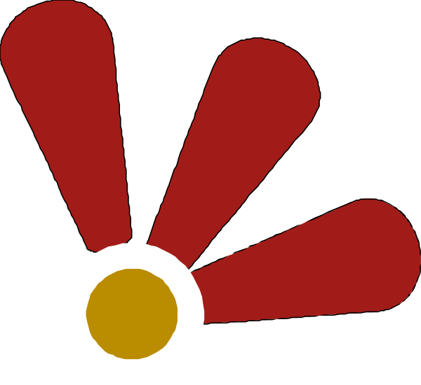 The image shows a red logo with white lines forming an abstract design that resembles stylized leaves on either side of what appears to be two yellow circles connected by a line in between them against a black background, suggesting it could represent some form of branding or emblem for a company or organization.