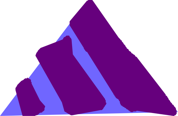 The image shows a purple mountain with snow on top against an overcast sky background.