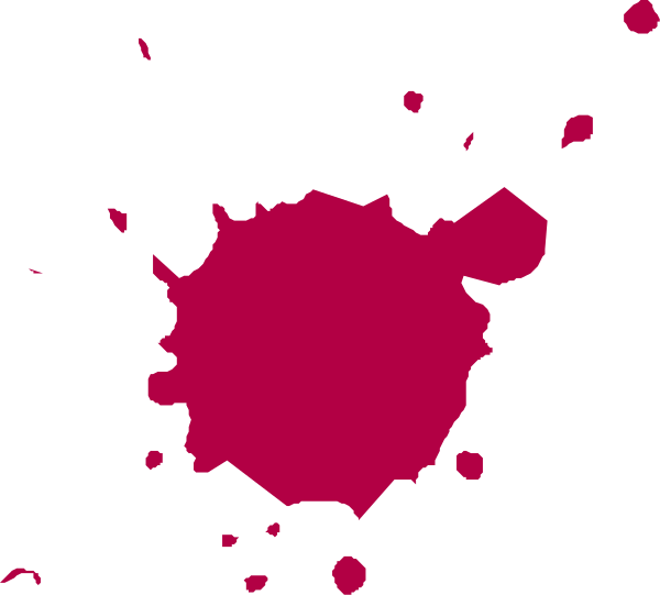 The image shows a black background with pink splatters of paint scattered across it.