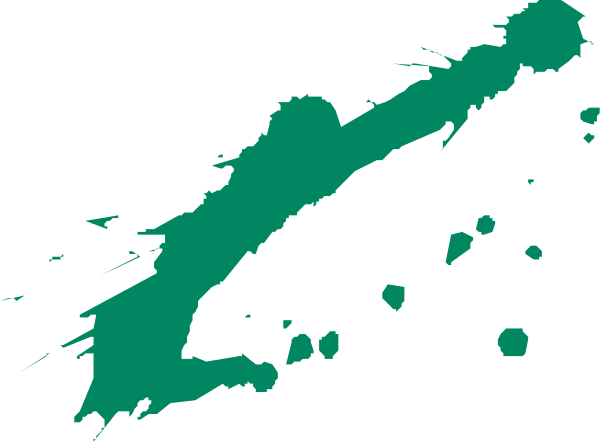 The image shows a green abstract shape with splattered paint effects against a dark background on what appears to be an electronic display screen.