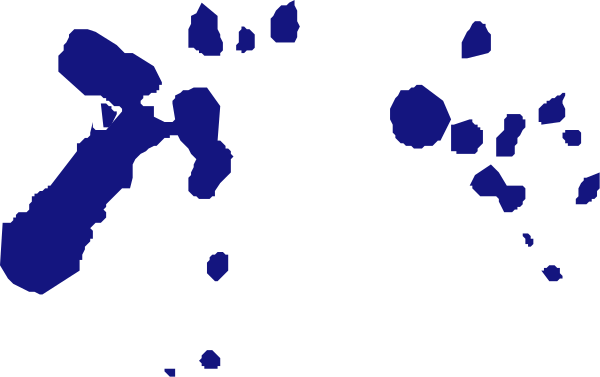 The image shows a black background with blue footprints scattered across it from left to right.