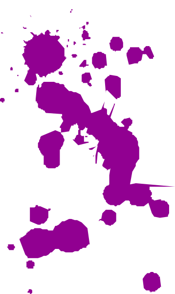 The image shows a purple splatter pattern on top of two black stripes against a gray background.