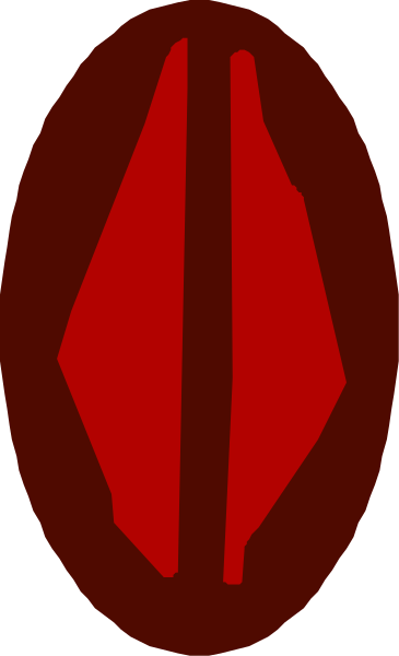 The image shows a red oval with two vertical lines on either side of it against a gray background.