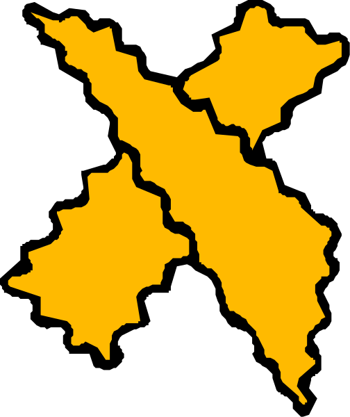 The image shows a stylized map of Italy with two yellow lines crossing over it.