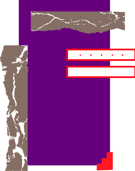 The image shows a purple rectangle with two red rectangles inside it on its left side against a gray background.