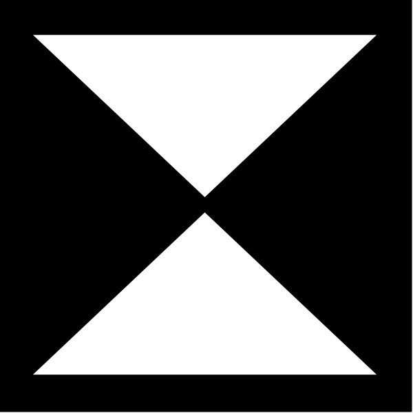 The image shows a black and white logo with an abstract design that resembles a stylized letter 'X' inside of it.