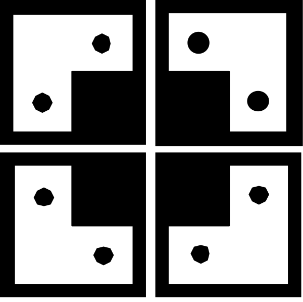 The image shows a black and white QR code with dots forming an intricate pattern within it.