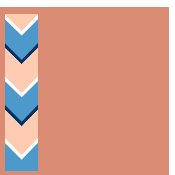 The image shows a simple graphic with two vertical rectangles against an orange background; each rectangle has blue chevron patterns on its sides.