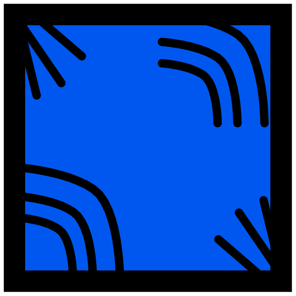 The image shows a blue background with abstract white lines that create an illusion of depth by forming what appears to be waves or ripples in one corner.