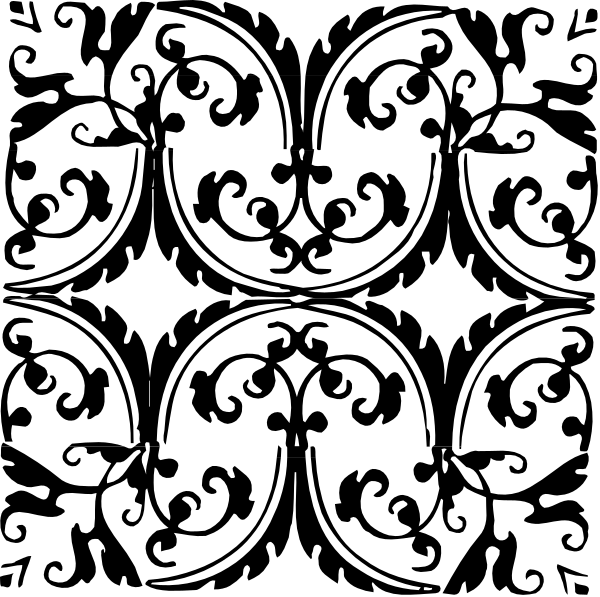 The image shows a black and white graphic with abstract shapes that resemble musical notes on staff lines against a dark background.