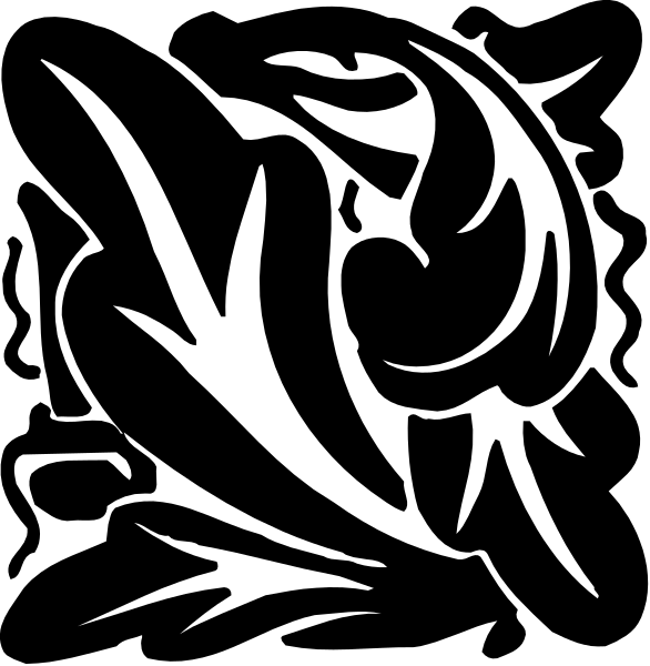 The black and white silhouette of a bird with outstretched wings against an empty background.