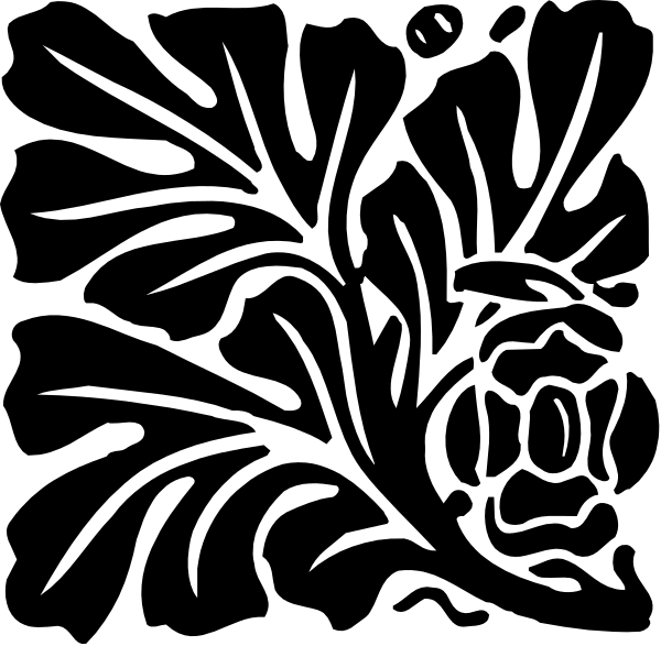 The black and white silhouette of a plant with spiky leaves against an empty background.