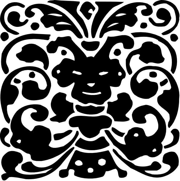 The black silhouette of a person with an exaggerated facial expression against a dark background.