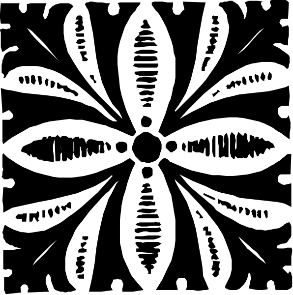 The image shows a black background with white lines forming an abstract pattern that resembles a clock face without hands.
